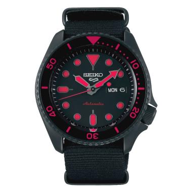 Seiko 5 Sports Street Automatic NATO Strap Jam Tangan Pria [SRPD81 SRPD83] Black Red