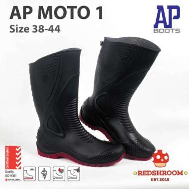 SEPATU BOOT TINGGI AP BOOTS AP MOTO 1 HITAM MERAH MOTOR SIZE 38-44 41