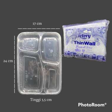 Thinwall Bento Sekat 4 merk VICTORY (isi 25 set) Sekat 4