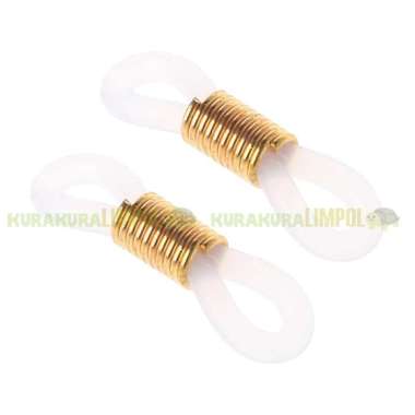 2 Pcs Karet Kait Kacamata Pengait Strap Kacamata Konektor Strap Masker Putih Gold