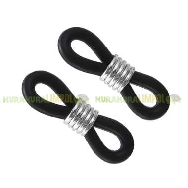2 Pcs Karet Kait Kacamata Pengait Strap Kacamata Konektor Strap Masker Hitam SIlver
