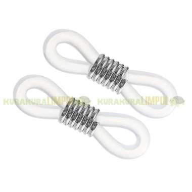 2 Pcs Karet Kait Kacamata Pengait Strap Kacamata Konektor Strap Masker Putih Silver