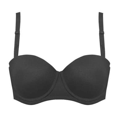 201169-Cynthia Bra Silke Half Cup Strapless 2 Hooks-CUP C BLACK 34C