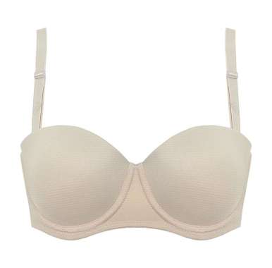 201169-Cynthia Bra Silke Half Cup Strapless 2 Hooks-CUP C BROWN 34C