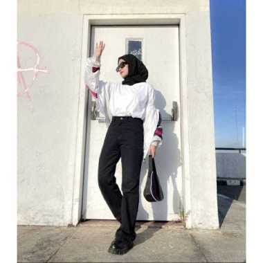 Harga Outfit Celana Kulot Jeans Black 