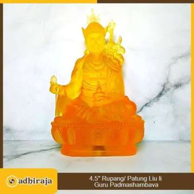 Rupang Patung Guru Rinpoche Padmasambhava Kristal Kaca (liuli) 4.5"