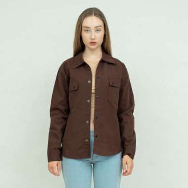 Jaket parka outer jaket wanita semi parka warna coklat unisex XL