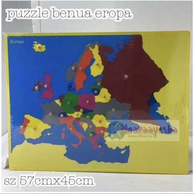 Puzzle Benua Montessori + Control Map/ Puzzle Continent Map Montessori eropa