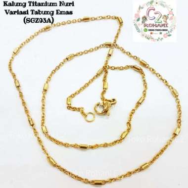 Kalung Titanium Nuri Variasi Tabung Emas (SGZ93A) - Kalung Titanium