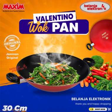 MAXIM VALENTINO WOK WAJAN PENGGORENGAN TEFLON 30 CM ANTI LENGKET