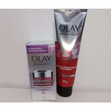 Paket OLAY Regenerist Microsculpting Night Cream 10gr + Revitalising Cream Cleanser 100gr- OLAY ANTI