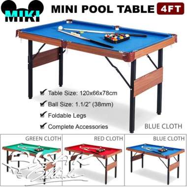 MIKI 4-ft Mini Pool Table Mainan Anak Meja Billiard Kecil MDF Hadiah