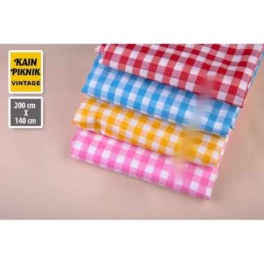 Kain Piknik Kotak-kotak Vintage 200 x 140 cm ( Taplak | Tikar) - Merah Merah