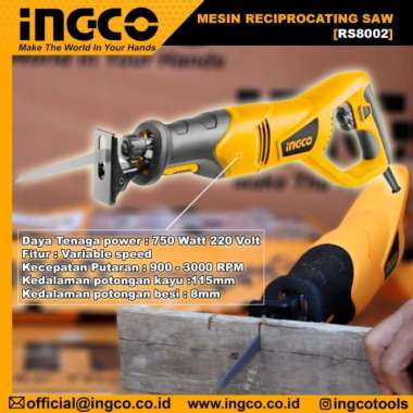 Mesin Gergaji Potong Pipa / Reciprocating Saw INGCO Tipe RS8002