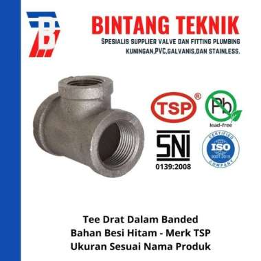 Tee 1 1/2" inch Besi Hitam TSP Drat Dalam Besi Hitam