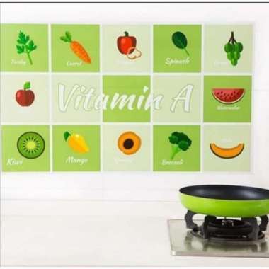 Wallpaper Stiker Kitchen Stiker Dinding Dapur Kamar Mandi - Kitchen Pink Vitamin hijau