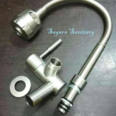Kran sink tembok /kran dapur - kran angsa flexible stainless SUS 304