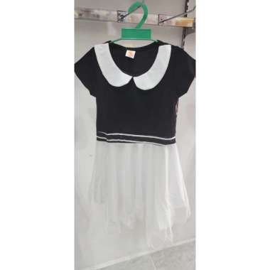 Dress Bayi Anak Tangan Pendek Rok Tutu Bahan Katun Adem Hitam Putih XL