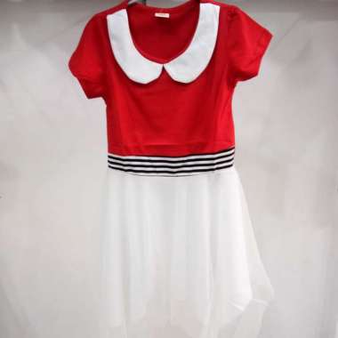 Dress Bayi Anak Tangan Pendek Rok Tutu Bahan Katun Adem Merah Putih L