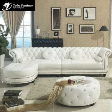 Sofa Chesterfield Putih Mewah Elegant Limited Edition Sofa Keluarga