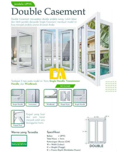Jendela UPVC Window Double Casement | Jendela Double 100x120