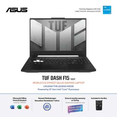 ASUS TUF Dash F15 FX517ZC-I535B6T-O - Off Black [Intel® Core™ i5-12450H / NVIDIA® GeForce RTX™ 3050 / 8GB / 512GB / 15.6inch / WIN11 / OHS]