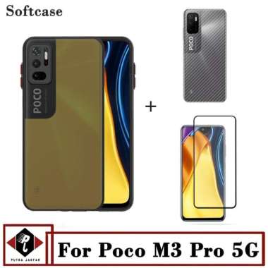 3in1 Case Aero Xiaomi Poco M3 Pro Free Anti Gores Layar & Garskin Hitam