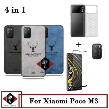 Case Deer Xiaomi Poco M3 Anti Gores Layar Bonus Camera & Garskin Hitam