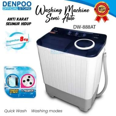 MESIN CUCI 2 TABUNG DENPOO DW 888AT - 8 KG WARNA BIRU