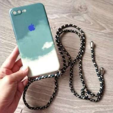 SoftCase Oppo A3S A53 Casing Sling Lanyard Water Color Tali Panjang OPPO A53 DARKGREEN