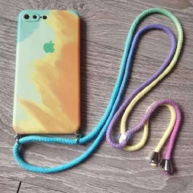 SoftCase Oppo A3S A53 Casing Sling Lanyard Water Color Tali Panjang OPPO A53 GREENYELLOW