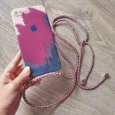 SoftCase Oppo A3S A53 Casing Sling Lanyard Water Color Tali Panjang OPPO A53 PURPLEBLACK