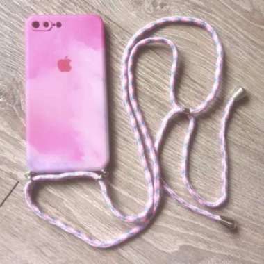 SoftCase Oppo A3S A53 Casing Sling Lanyard Water Color Tali Panjang OPPO A53 REDBLUE