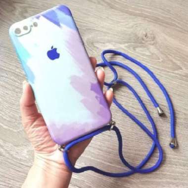 SoftCase Oppo A3S A53 Casing Sling Lanyard Water Color Tali Panjang OPPO A53 BLUEPURPLE