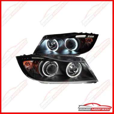 HEADLAMP - BMW E90 2005-2008 - EAGLEEYES - ANGEL EYES - LED - BLACK
