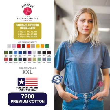 Kaos Polos Combed 24s - NSA Premium Cotton 7200 - XXL - WARNA HEATHER GROSIR GREEN ASH XXL