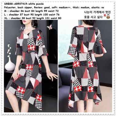 AB937419 Puzzle Midi Mini Dress Wanita Korea Import