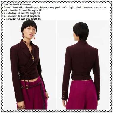 AB962296 Crop Cardigan Blazer Blezer Jas Kerja Wanita Korea Import