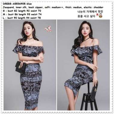 Sexy Midi Mini Dress Sabrina Gaun Pesta Bodycon Wanita Korea AB536905