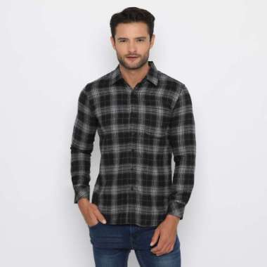 Platini Kemeja Pria Flanel Panjang Abu 76302 L
