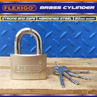 GEMBOK ANTI MALING FLEXIGO 60 mm PENDEK, SILINDER KUNINGAN anti KIMIA