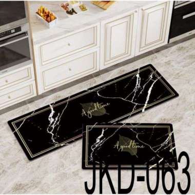 1 Set Keset Dapur Modern Keset Lantai Panjang Kitchen Door Trendy Mat Karpet Kamar Mandi Keset Kaki Hitam marble