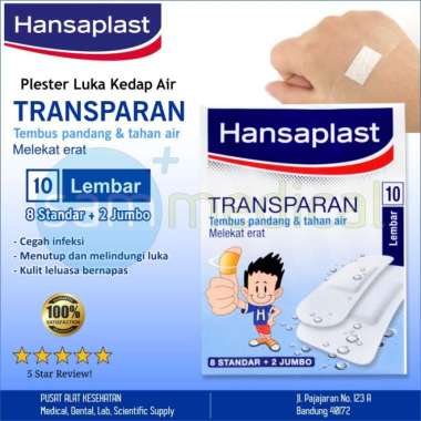 Hansaplast Plester Transparan Kedap Air - 10pcs 8 Standar + 2 Jumbo