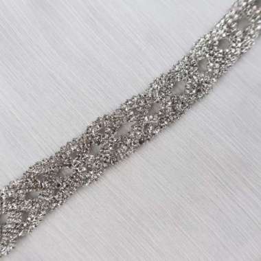Payet Rangkai Mutiara Swarovski Mewah Rantai Kristal Premium - Debora Rhinestone Applique