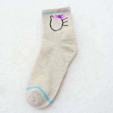 ONE-P257 Kaos Kaki Motif Garis Kucing Panjang Semata Kaki Kaoskaki Pendek Wanita Ankle Socks Ala Kor