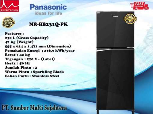 kulkas panasonic 2 pintu NR-BB221Q Hitam