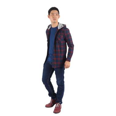 Elfs Kemeja Flanel Pria Hoodie Lengan Panjang Motif Kotak 28MG XXL