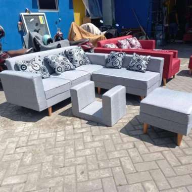Sofa L Putus Retro + Puff (Harga Promo)