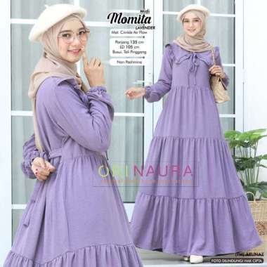 Momita Dress Gamis Crinkle Midi Dress Muslim Baju Wanita Jumbo Gamis Remaja Ootd Kekinian Gamis Terbaru XL Lavender
