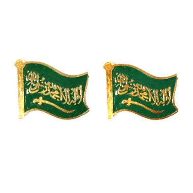Mulyocreative Arab Saudi Uni Emirat Arab Flag Pin [2 Pcs] Emas